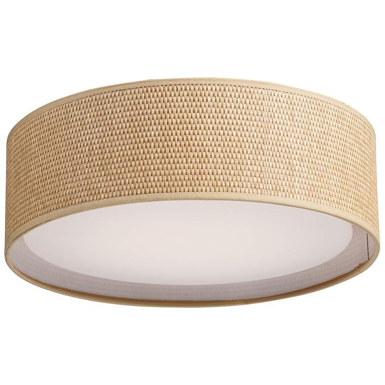 Image 1 Maxim Prime 16" Wide Grass Cloth LED Drum Ceiling Light