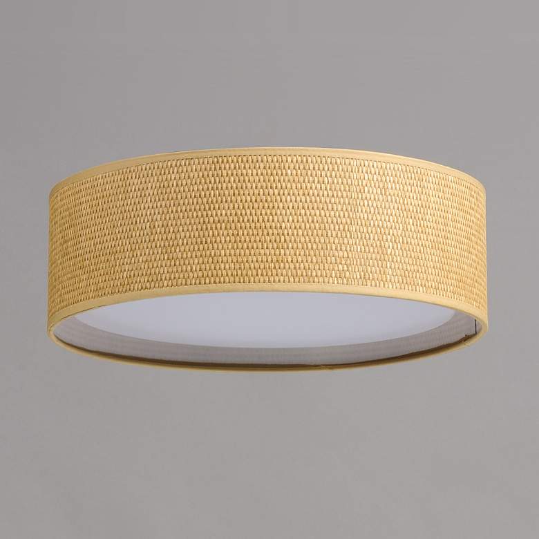 Image 2 Maxim Prime 16" Wide Grass Cloth LED Drum Ceiling Light more views