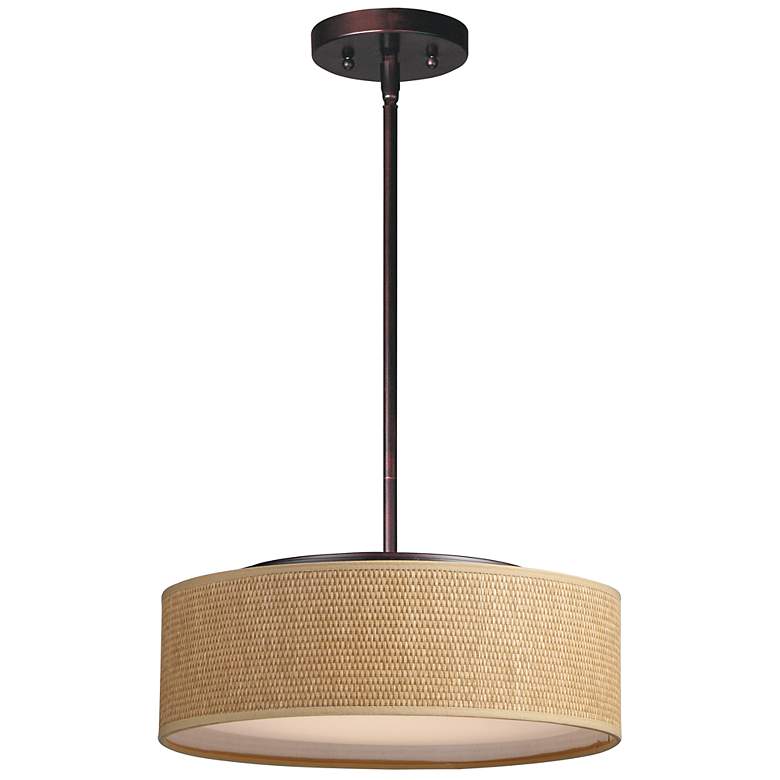 Image 2 Maxim Prime 16 inch Wide Grass Cloth Shade Modern LED Pendant Light