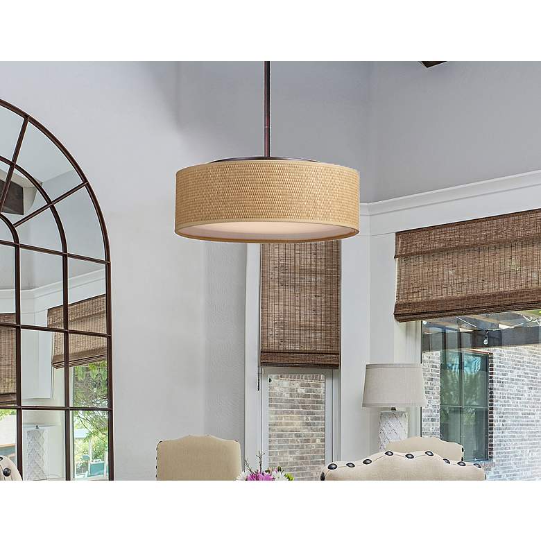 Image 3 Maxim Prime 16 inch Wide Grass Cloth Shade Modern LED Pendant Light more views