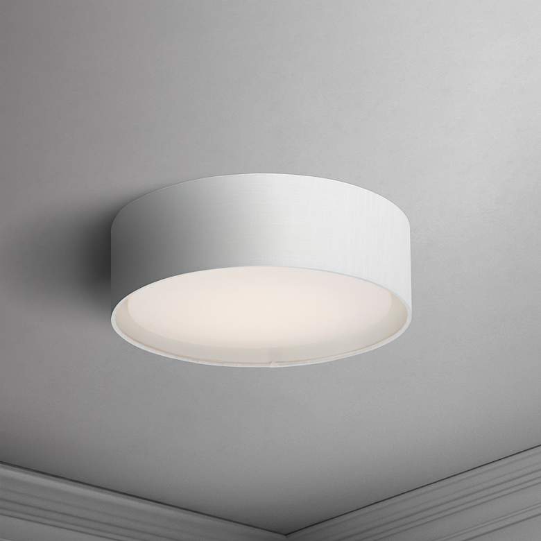 Image 1 Maxim Prime 16" Wide White Linen LED Ceiling Light