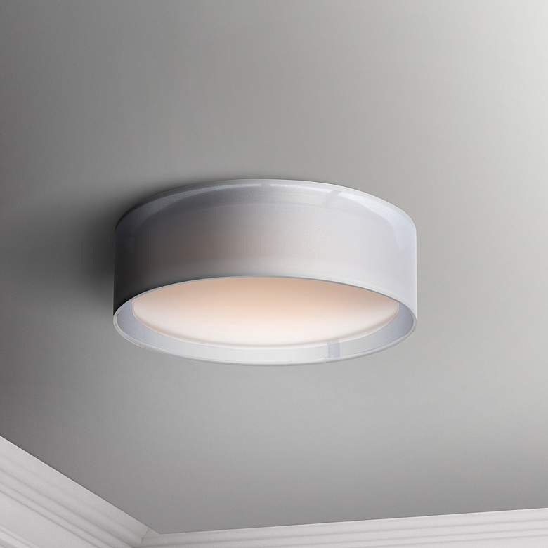 Image 1 Maxim Prime 16" Wide White Organza Drum LED Ceiling Light