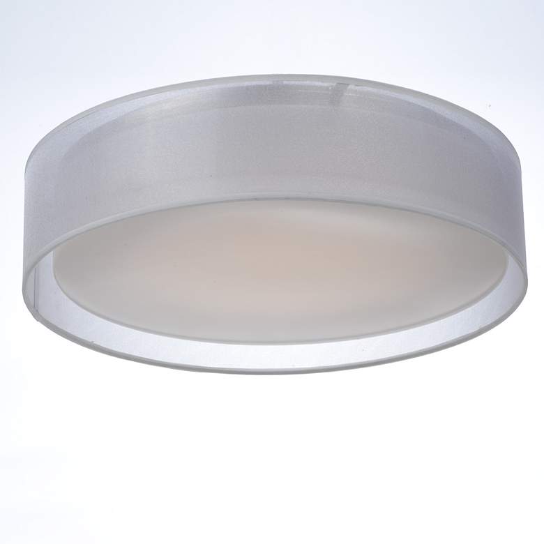 Image 4 Maxim Prime 16" Wide White Organza Drum LED Ceiling Light more views