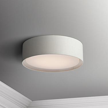 Maxim Prime 16" Wide Modern Oatmeal Linen Drum LED Ceiling Light