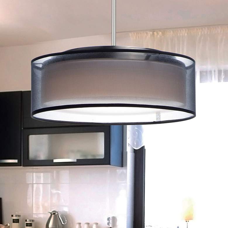 Image 1 Maxim Prime 20" Wide Black Organza Shade Modern LED Pendant Light