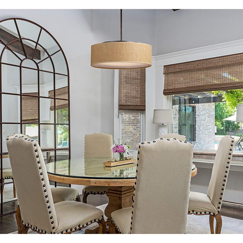 Image 3 Maxim Prime 20" Wide Grass Cloth Shade LED Pendant Light more views