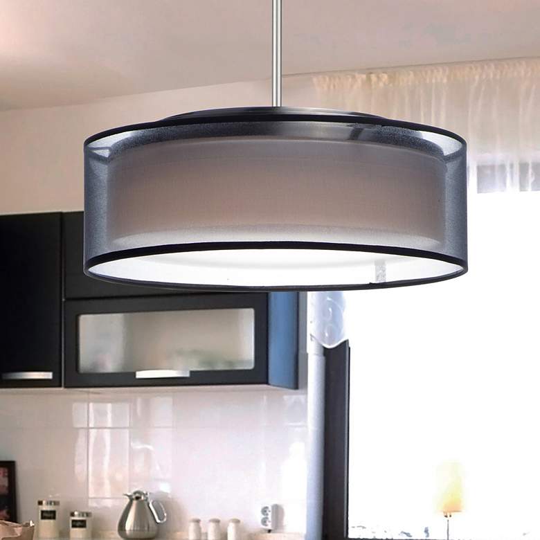 Image 1 Maxim Prime 20" Wide White Organza Shade LED Pendant Light