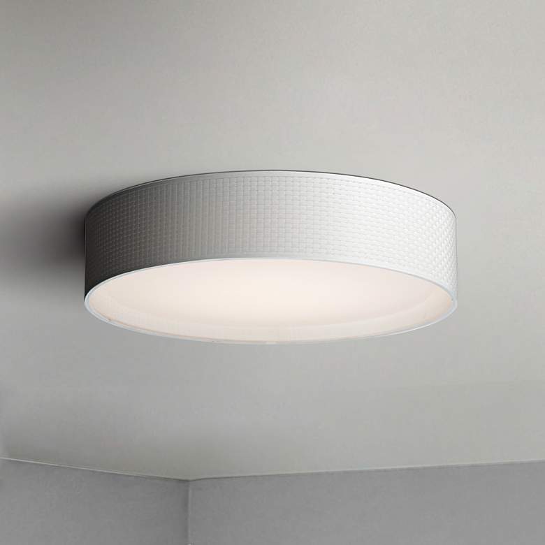 Image 1 Maxim Prime 25" Wide White Weave LED Drum Ceiling Light