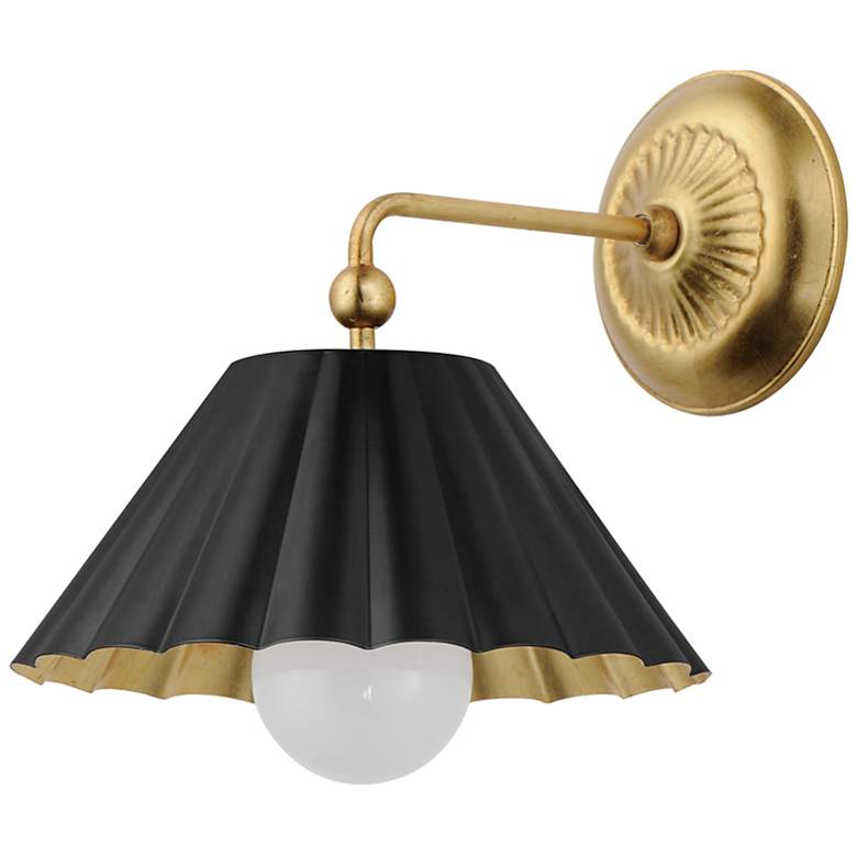Image 1 Maxim Primrose 11" High Gold Leaf and Black Wall Sconce