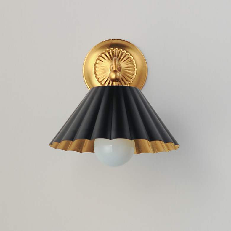 Image 2 Maxim Primrose 11" High Gold Leaf and Black Wall Sconce more views