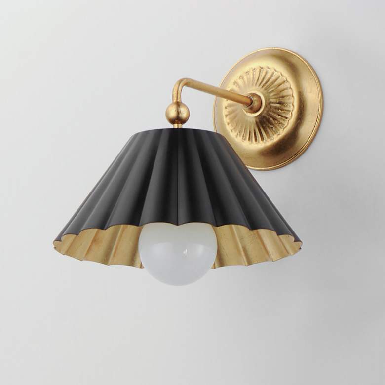 Image 4 Maxim Primrose 11" High Gold Leaf and Black Wall Sconce more views