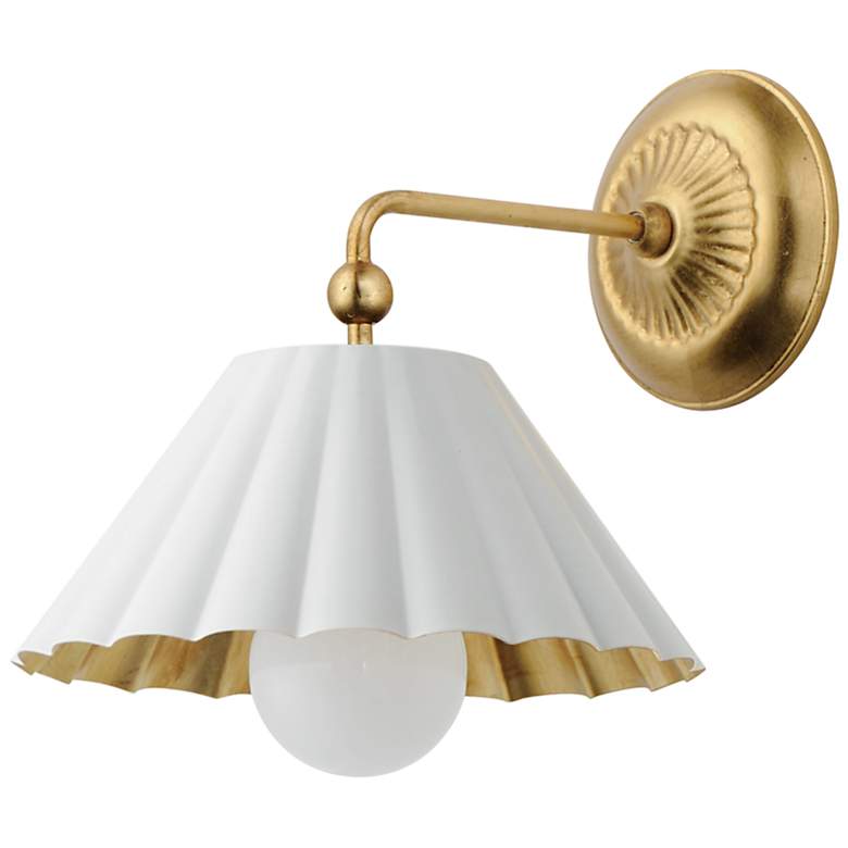 Image 1 Maxim Primrose 11" High Gold Leaf Wall Sconce