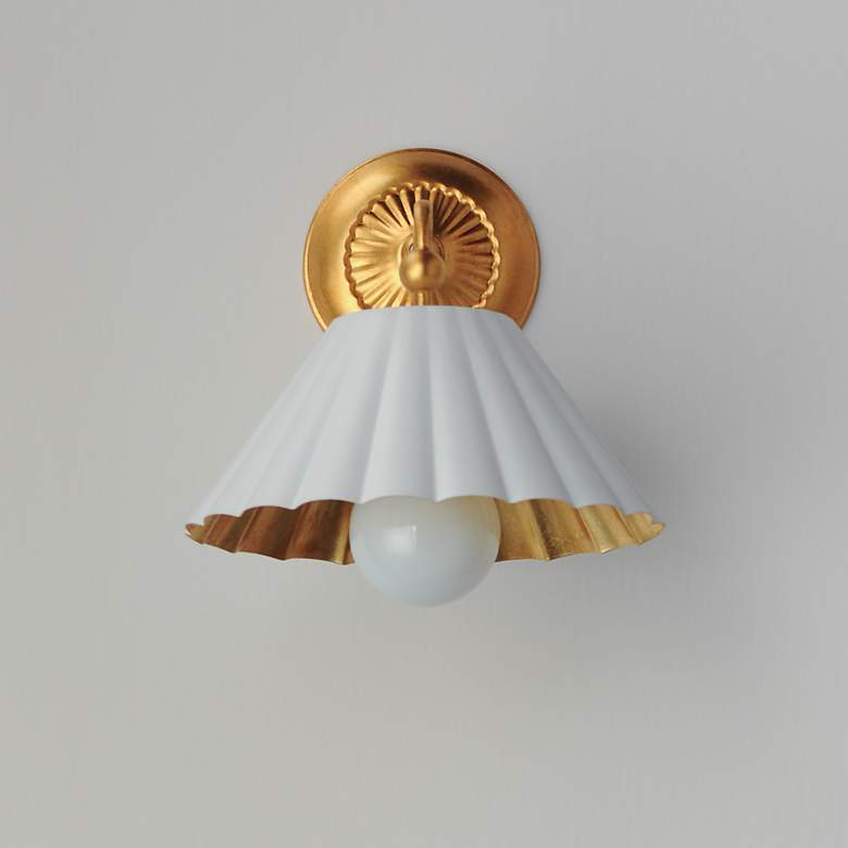 Image 2 Maxim Primrose 11" High Gold Leaf Wall Sconce more views
