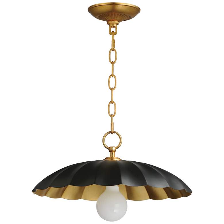 Image 1 Maxim Primrose 16" Wide Black and Gold Leaf Pendant Light