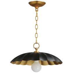 Maxim Primrose 16" Wide Black and Gold Leaf Pendant Light