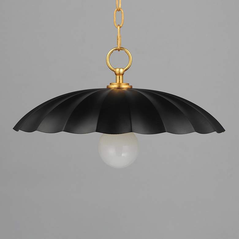 Image 2 Maxim Primrose 16" Wide Black and Gold Leaf Pendant Light more views