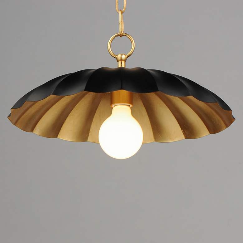 Image 3 Maxim Primrose 16" Wide Black and Gold Leaf Pendant Light more views