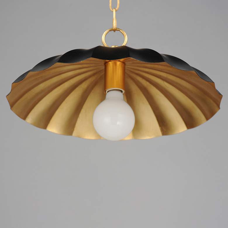 Image 4 Maxim Primrose 16" Wide Black and Gold Leaf Pendant Light more views