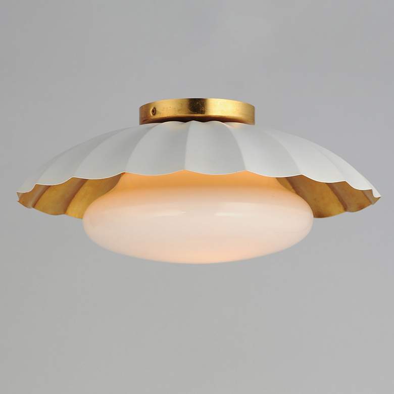 Image 2 Maxim Primrose 16" Wide Matte White and Gold Ceiling Light more views