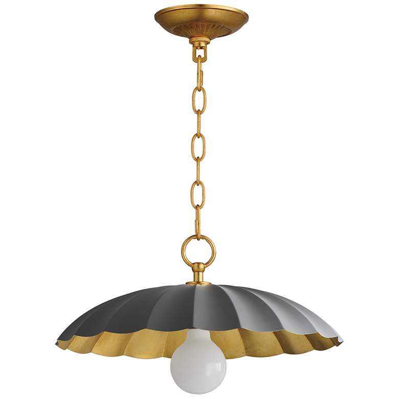 Image 1 Maxim Primrose 16"W Dark Gray and Gold Leaf Pendant Light