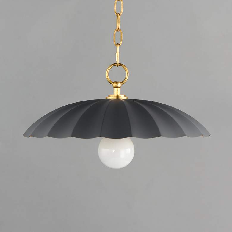 Image 2 Maxim Primrose 16"W Dark Gray and Gold Leaf Pendant Light more views