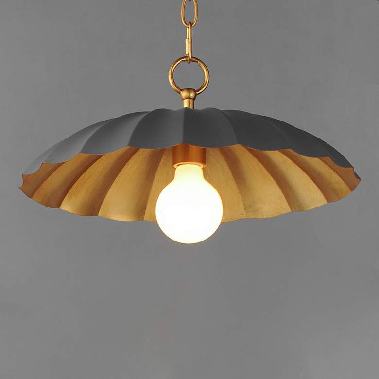 Image 4 Maxim Primrose 16"W Dark Gray and Gold Leaf Pendant Light more views