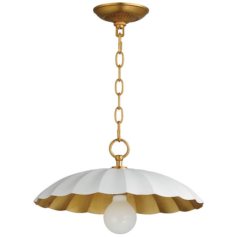 Image 1 Maxim Primrose 16"W Matte White and Gold Leaf Pendant Light
