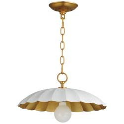 Maxim Primrose 16"W Matte White and Gold Leaf Pendant Light