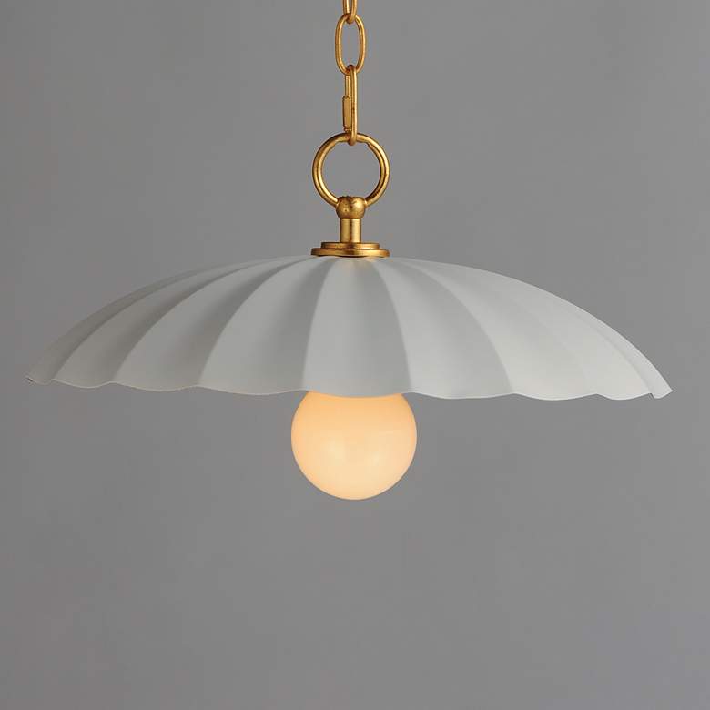 Image 2 Maxim Primrose 16"W Matte White and Gold Leaf Pendant Light more views