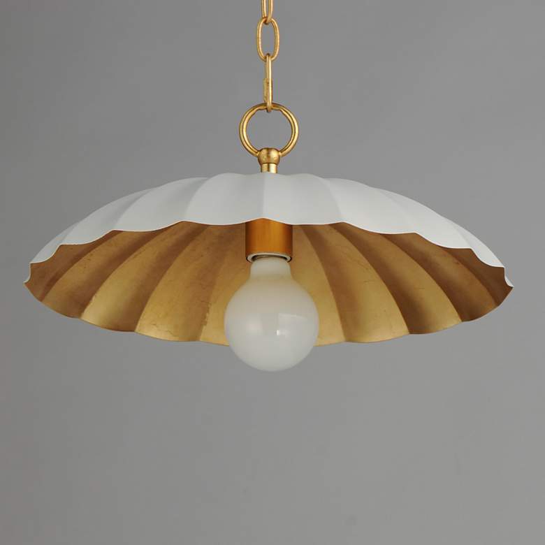 Image 3 Maxim Primrose 16"W Matte White and Gold Leaf Pendant Light more views
