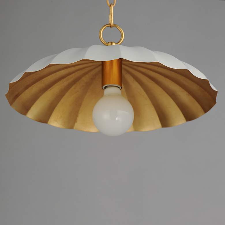 Image 4 Maxim Primrose 16"W Matte White and Gold Leaf Pendant Light more views
