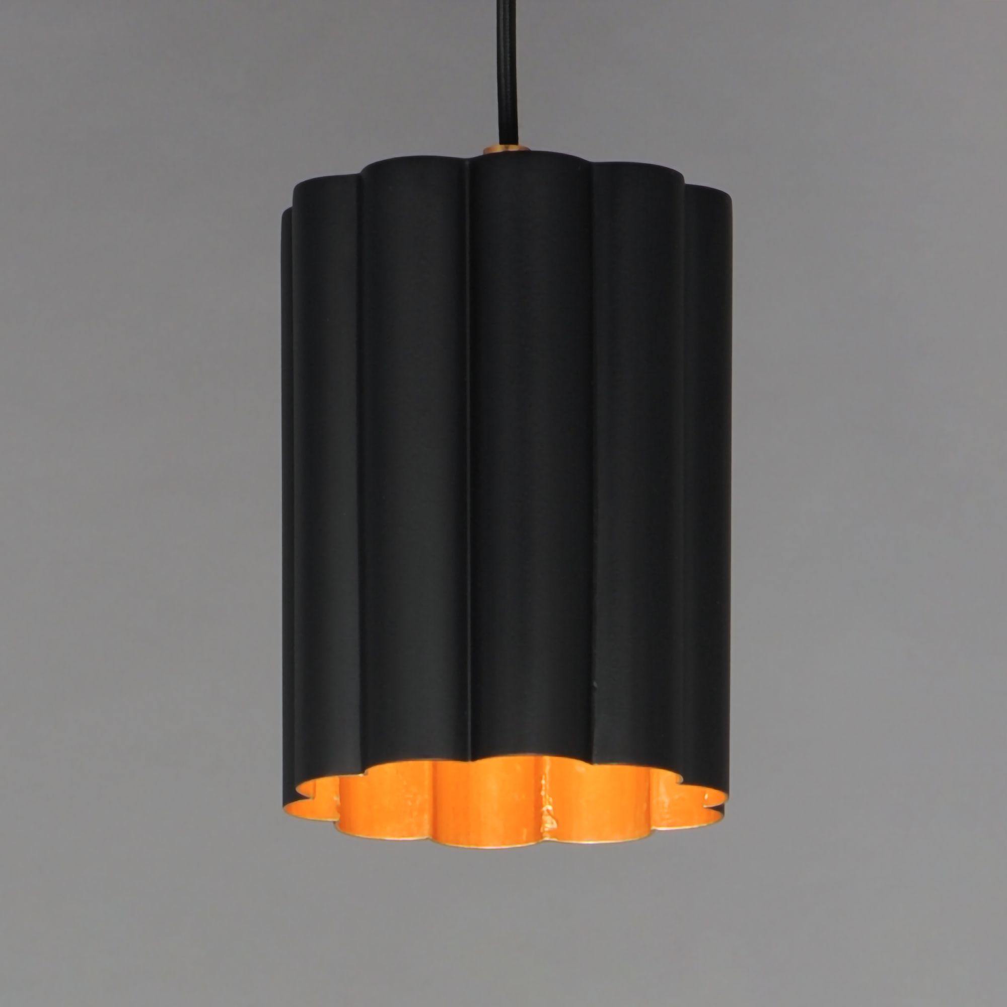 Image 4 Maxim Primrose 6" Wide Black/Gold Leaf 1-Light Pendant more views