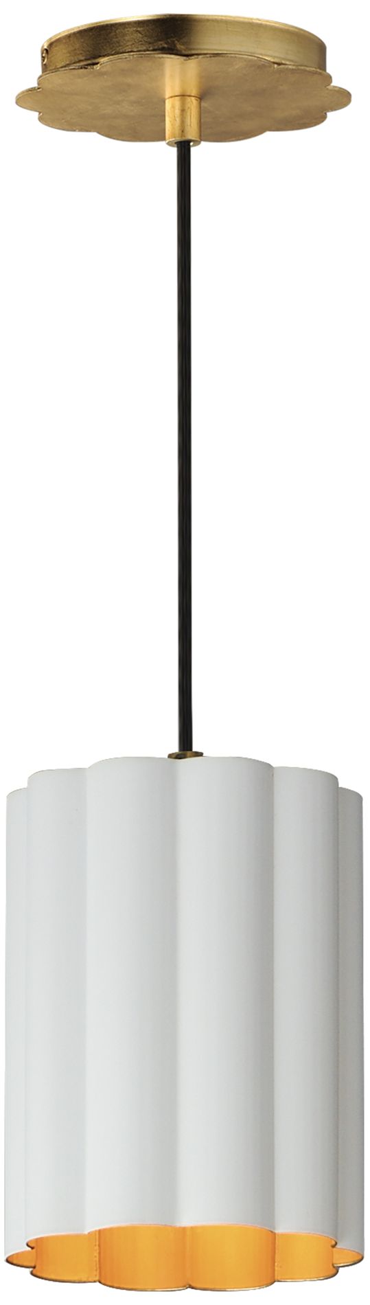 Image 2 Maxim Primrose 6" Wide White/Gold Leaf 1-Light Pendant
