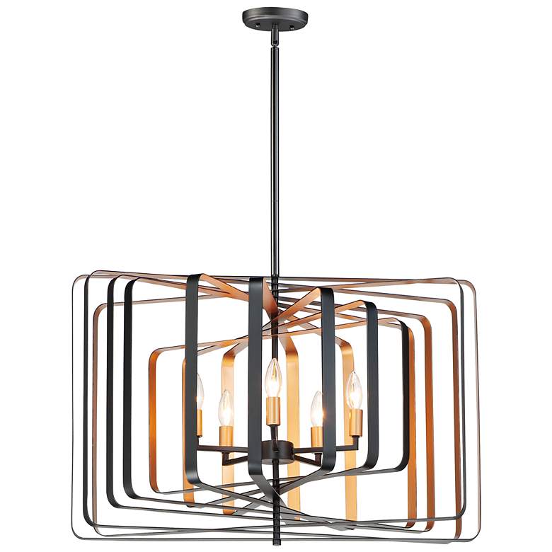 Image 2 Maxim Radial 30 inch Wide Black Gold 5-Light Modern Pendant Light