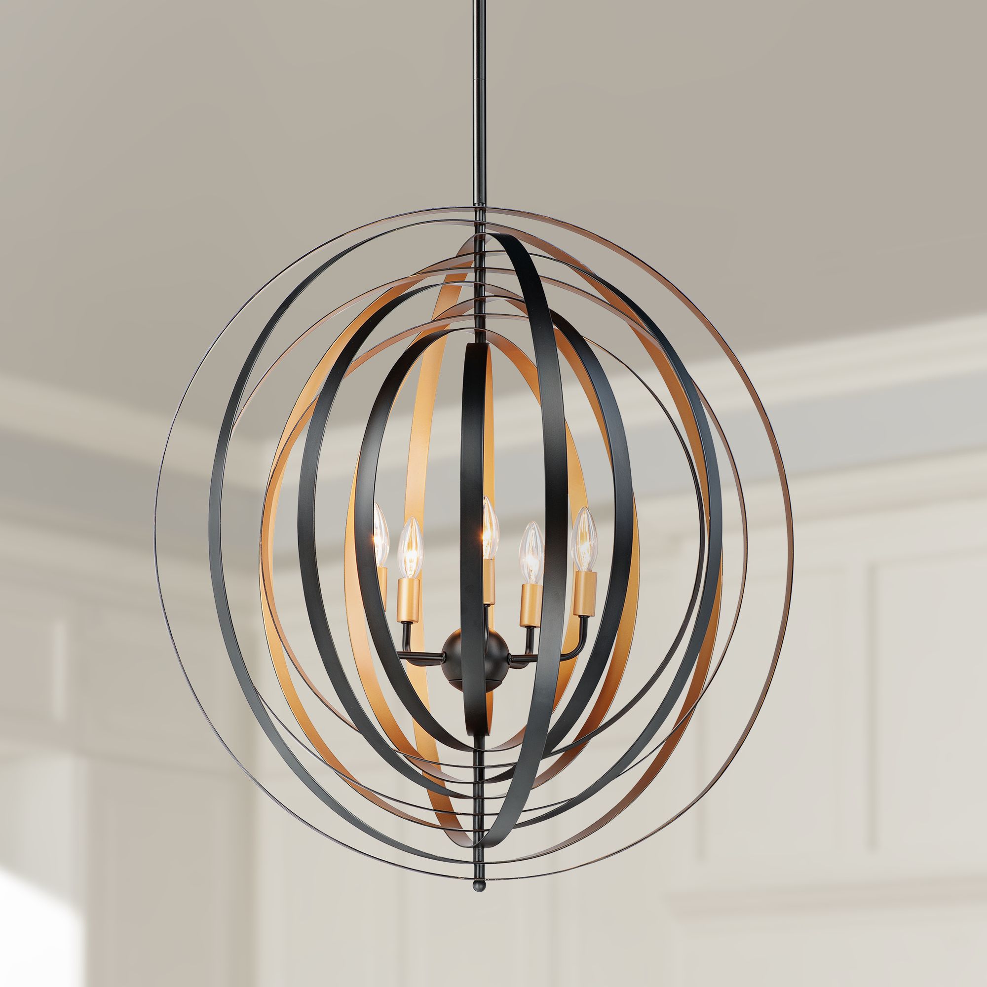 black and gold round chandelier