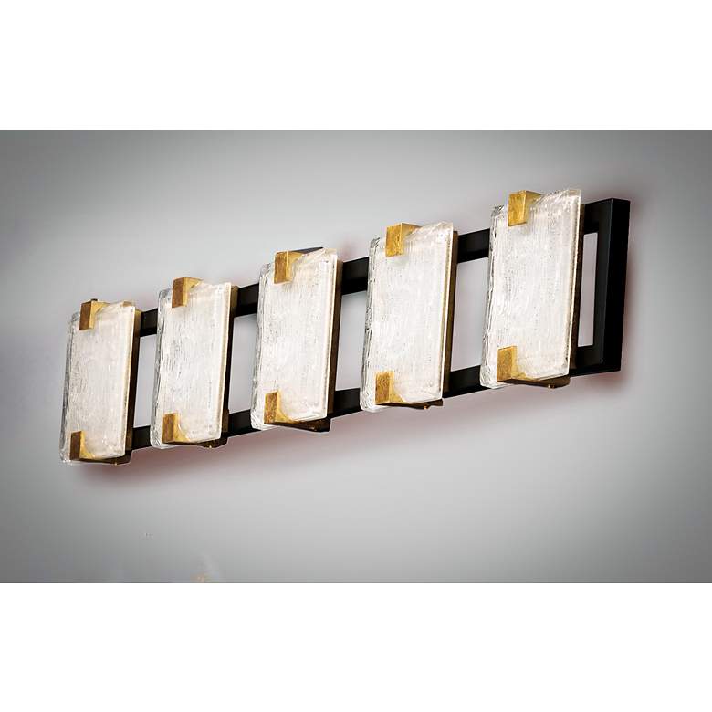 Image 3 Maxim Radiant 34 1/2" Wide Black and Gold Leaf 5-Light Bath Light more views