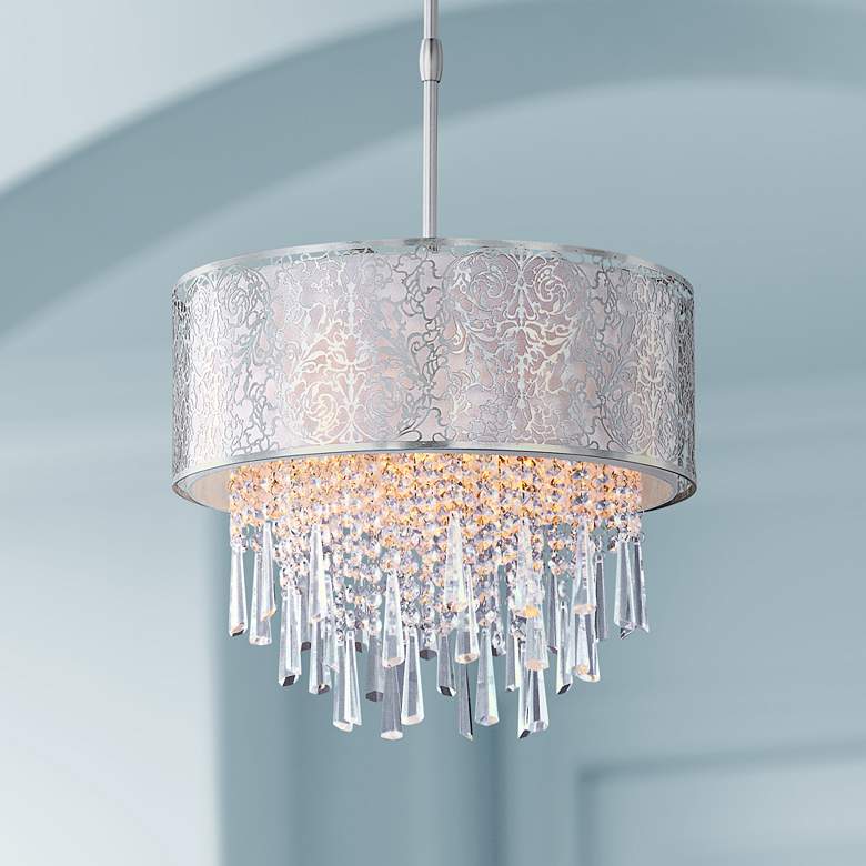 Image 1 Maxim Rapture 16" Wide White and Satin Nickel Pendant Light