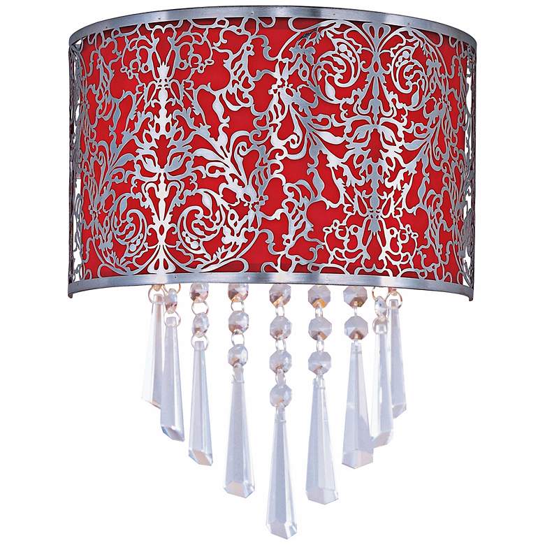 Image 1 Maxim Rapture Red 9 3/4 inch Wide Satin Nickel Wall Sconce