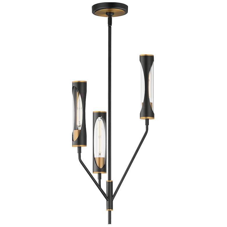 Image 1 Maxim Regent 14" Wide Black/Antique Brass 3-Light Pendant