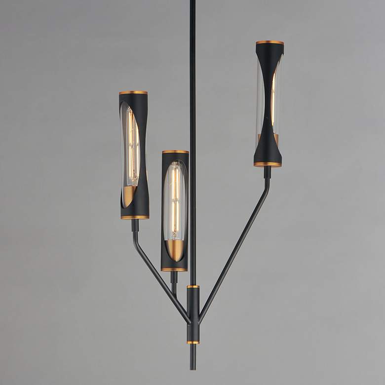 Image 3 Maxim Regent 14" Wide Black/Antique Brass 3-Light Pendant more views