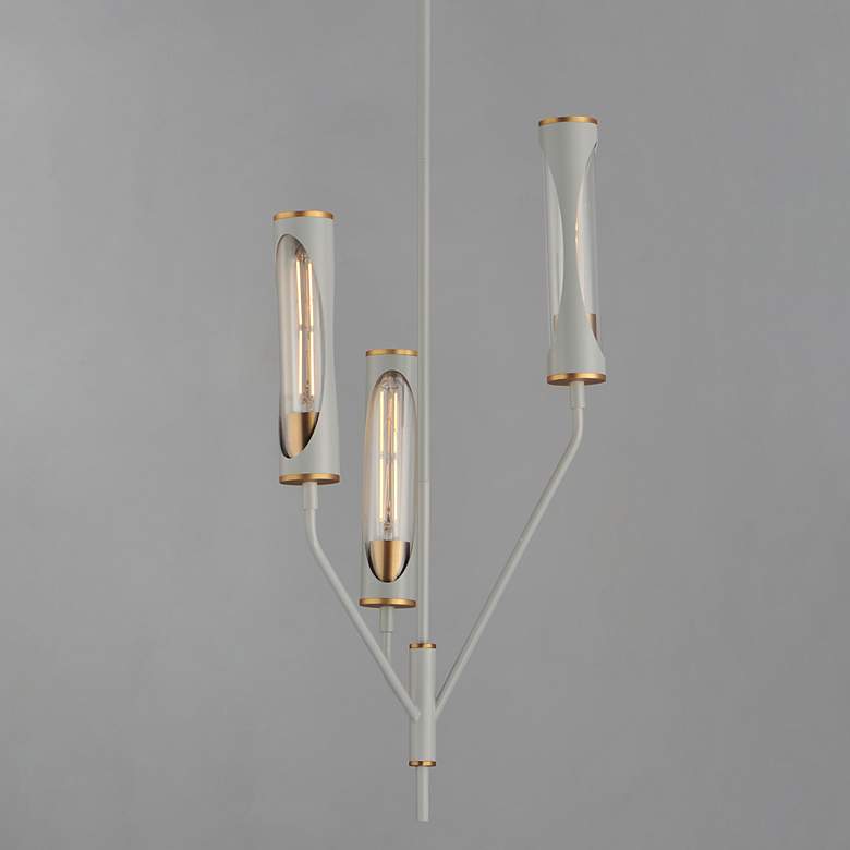 Image 2 Maxim Regent 14" Wide Light French Gray/Natural Aged Brass 3-Light Pen more views