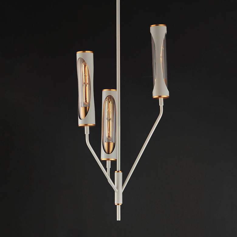 Image 3 Maxim Regent 14" Wide Light French Gray/Natural Aged Brass 3-Light Pen more views