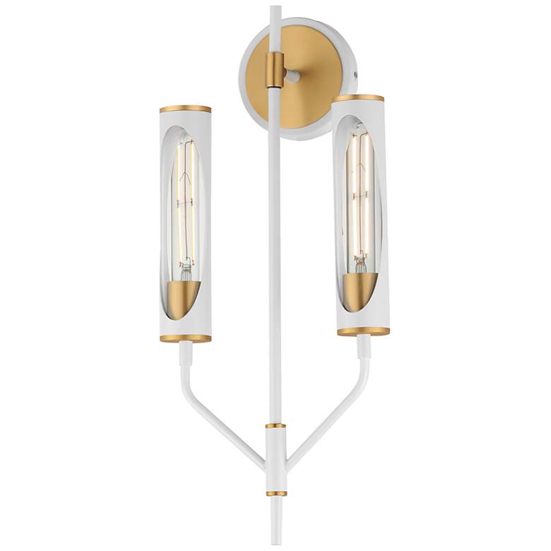 Image 1 Maxim Regent 22 1/2" High Light Gray/Brass 2-Light Wall Sconce