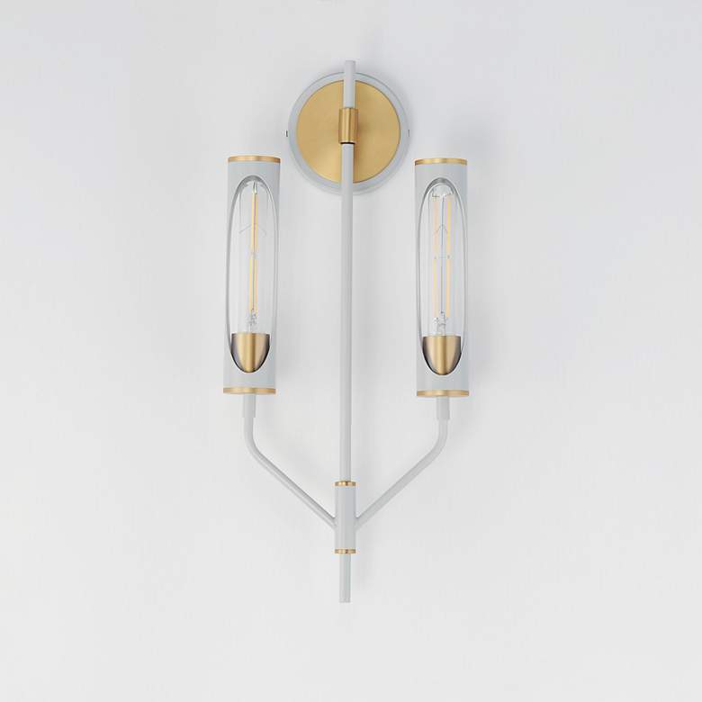 Image 2 Maxim Regent 22 1/2" High Light Gray/Brass 2-Light Wall Sconce more views