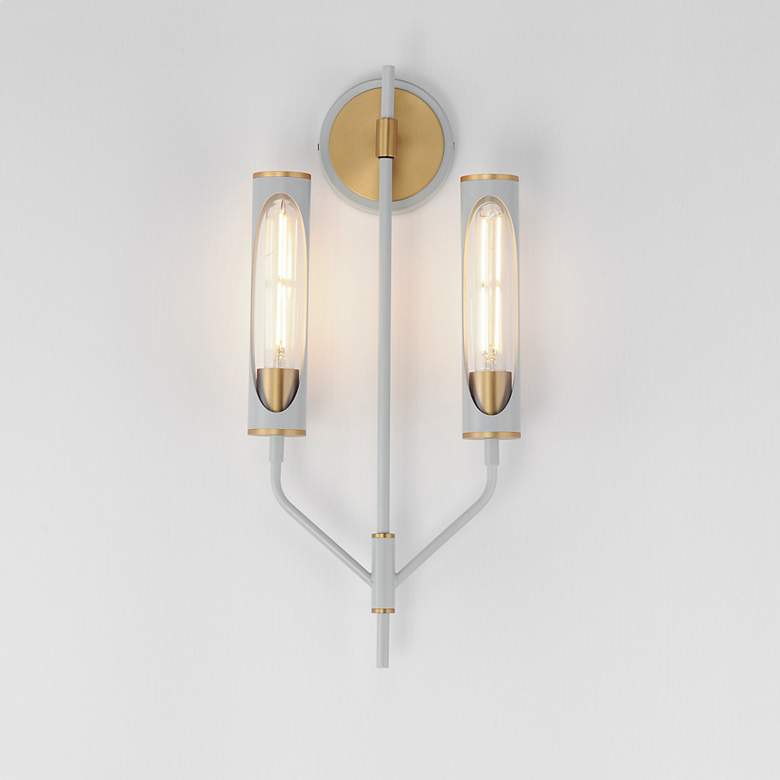 Image 3 Maxim Regent 22 1/2" High Light Gray/Brass 2-Light Wall Sconce more views