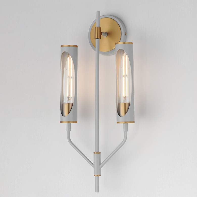Image 4 Maxim Regent 22 1/2" High Light Gray/Brass 2-Light Wall Sconce more views