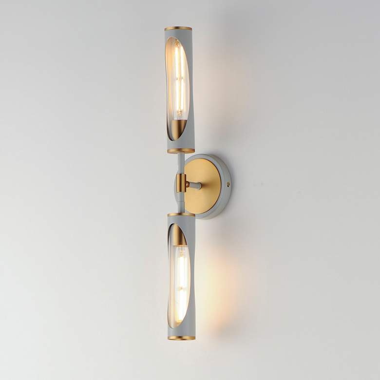 Image 4 Maxim Regent 24" Wide Light Gray/Natural Aged Brass 2-Light Bath Vanit more views