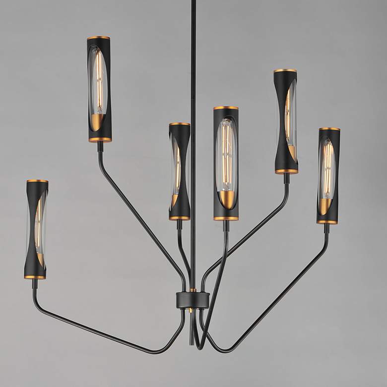 Image 2 Maxim Regent 36" Wide Black/Antique Brass 6-Light Pendant more views