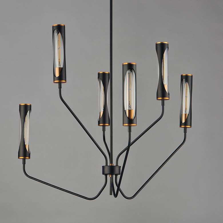 Image 3 Maxim Regent 36" Wide Black/Antique Brass 6-Light Pendant more views