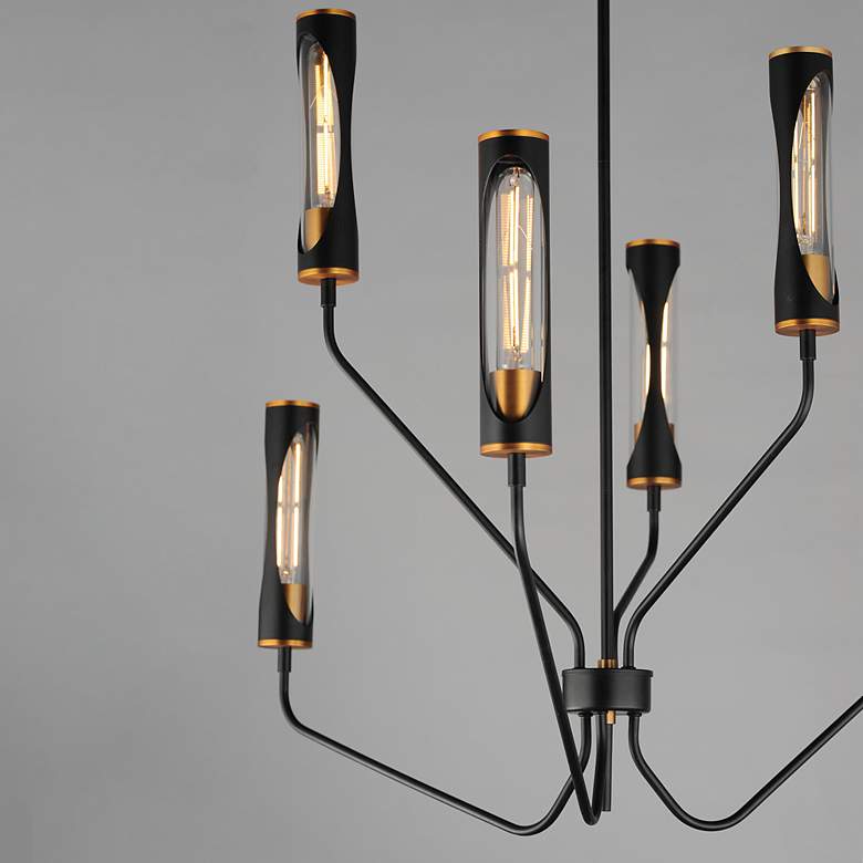 Image 4 Maxim Regent 36" Wide Black/Antique Brass 6-Light Pendant more views